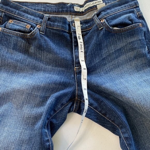 DKNY Ludlow Bootcut Distressed Jeans Stretch Whiskering Faded Mid Rise - Picture 11 of 15